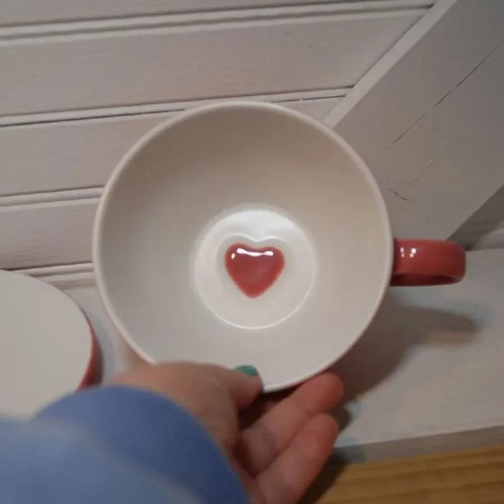 Vintage Starbucks Coffee Co Pink Heart Tea Set‎ Mug and Saucer Love 2005 Y2K